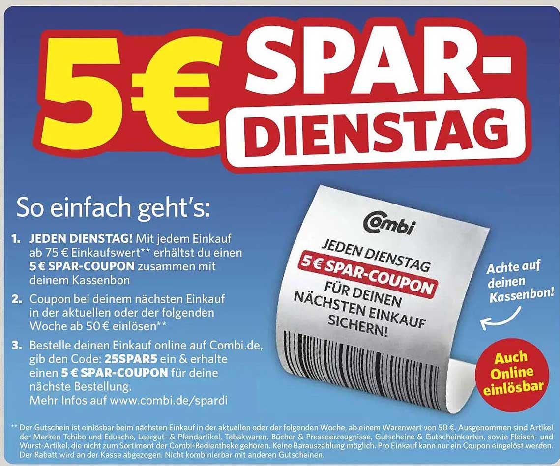 5 € SPAR-COUPON für deinen nächsten Einkauf bei Combi