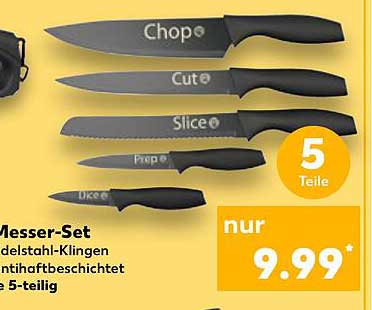 5-teiliges Messer-Set: Edelstahl-Klingen beschichtet mit Antihaftbeschichtung