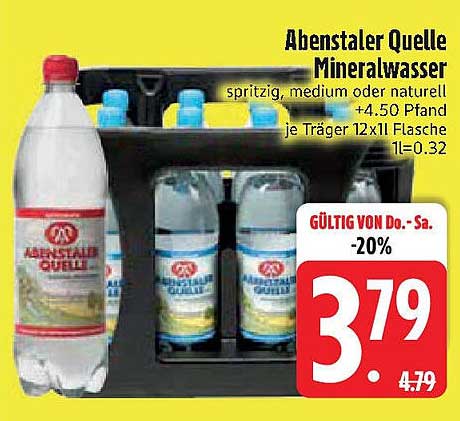 Abentaler Quelle Mineralwasser - spritzig, medium oder naturbelassen