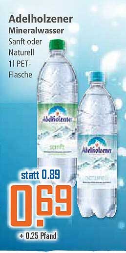 Adelholzer Mineralwasser 1l PET-Flasche - Sanft oder Naturell