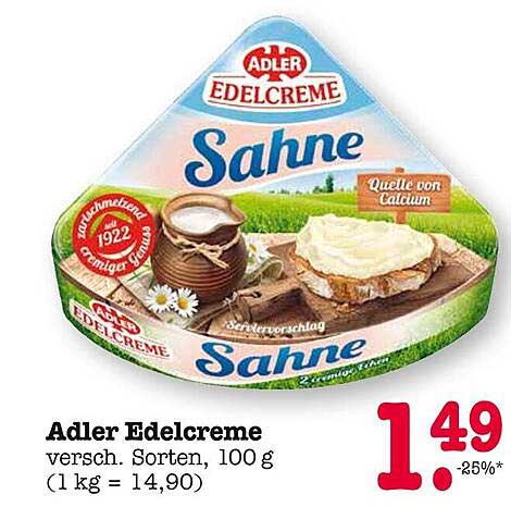 Adler Edelcreme - Sahne (versch. Sorten, 100 g)