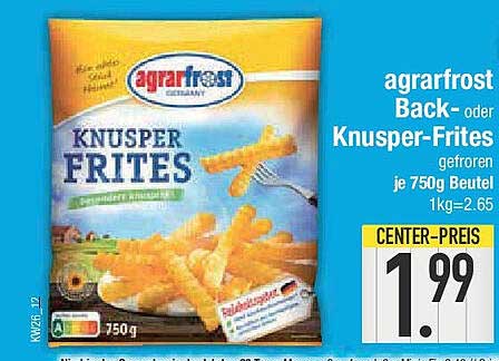 agrarfrost Back- oder Knusper-Frites 750g