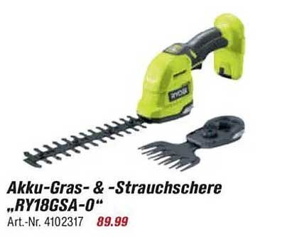 Akku-Gras- & -Strauchschere ‚RY18GSA-O‘