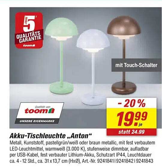 Akku-Tischleuchte „Anton“