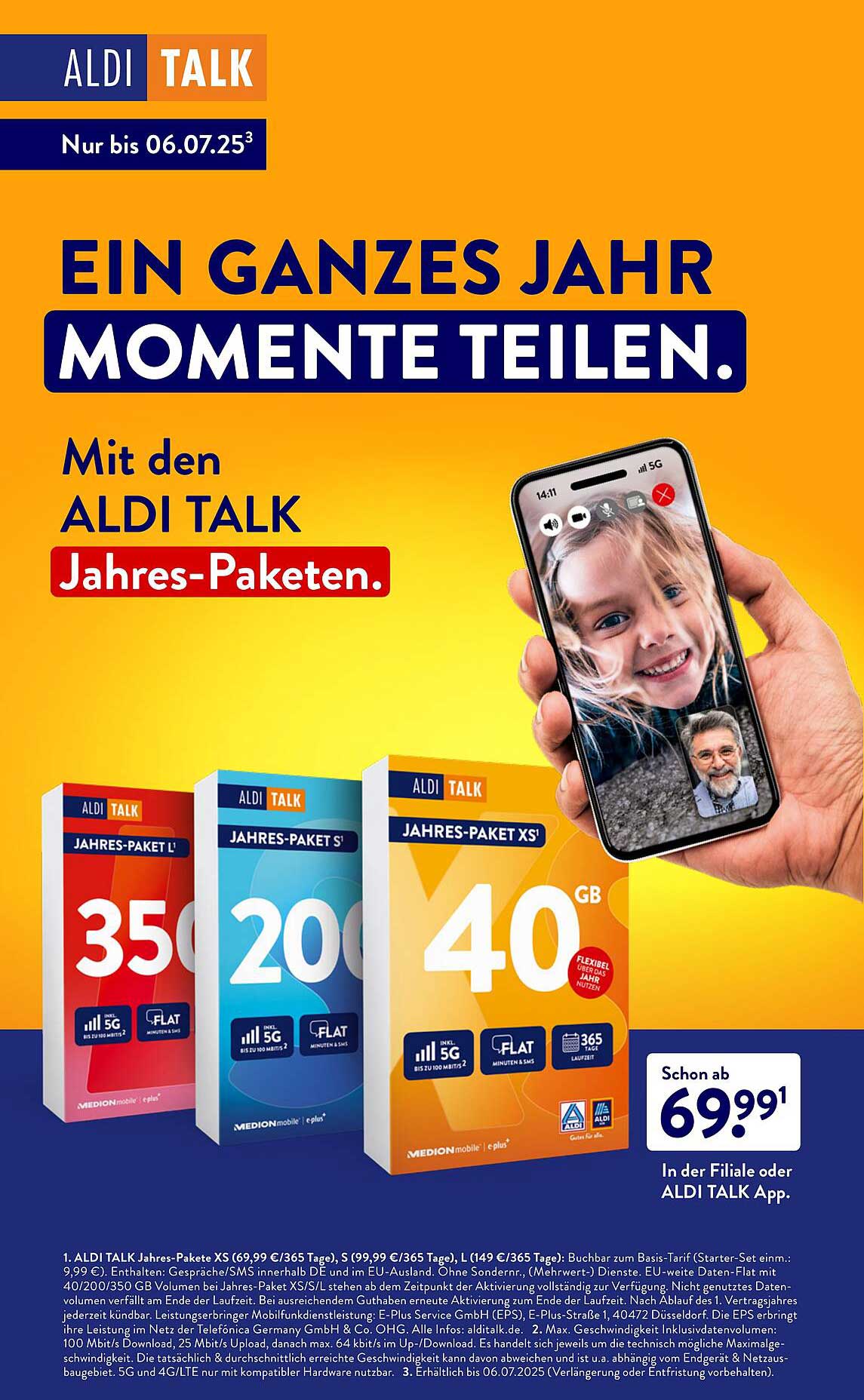 ALDI TALK Jahres-Paket XS - 40 GB für nur 69,99€