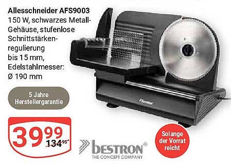 Allesschneider AFS9003 von Bestron - 150 W, Metall-Gehäuse