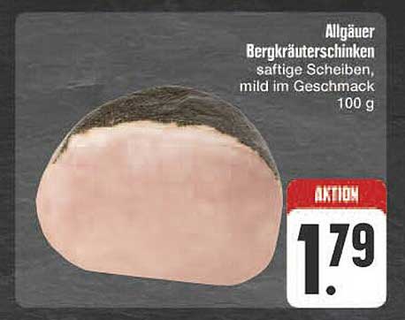 Allgäuer Bergkräuterschinken, saftige Scheiben, mild im Geschmack