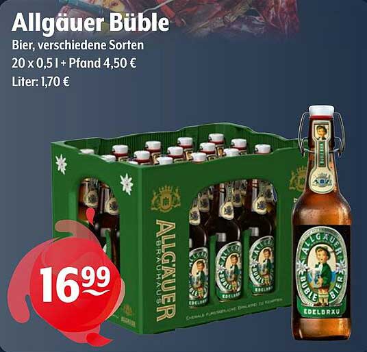 Allgäuer Büble Bier, verschiedene Sorten (20 x 0,5 l)