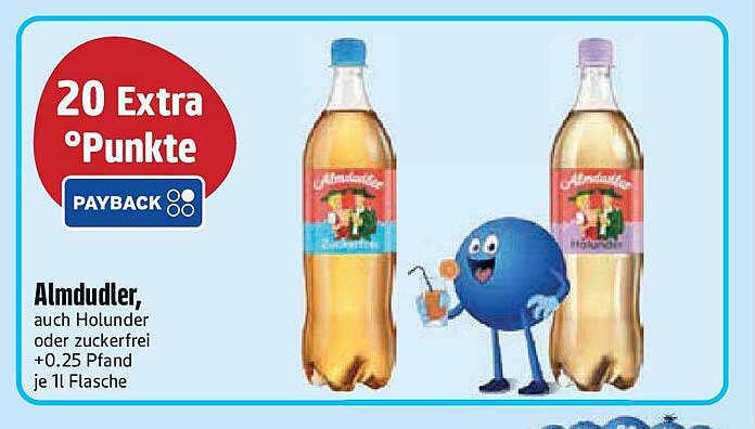 Almdudler Getränk, auch Holunder oder zuckerfrei, 1L Flasche
