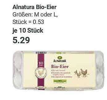 Alnatura Bio-Eier, Größen: M oder L, je 10 Stück