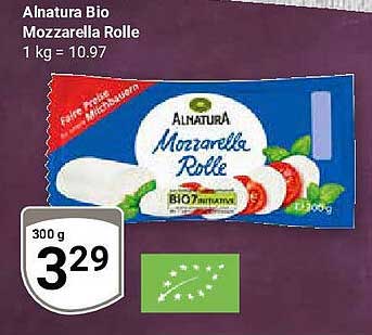 Alnatura Bio Mozzarella Rolle 300 g