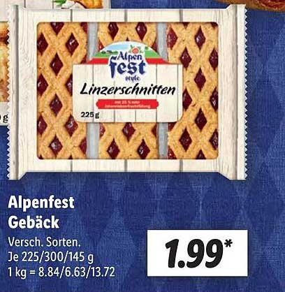 Alpenfest Gebäck Linzerschnitten 225 g