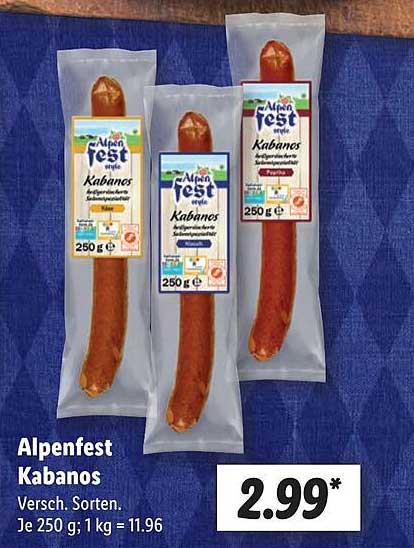 Alpenfest Kabanos - Verschiedene Sorten