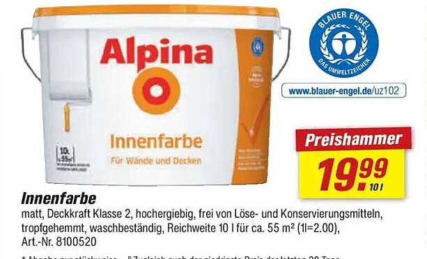 Alpina Innenfarbe – 10 l für nur 5,49 €