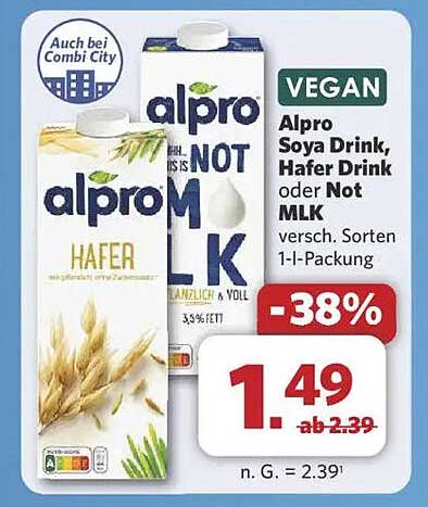 Alpro Soya Drink, Hafer Drink oder Not MLK - 1-l-Packung