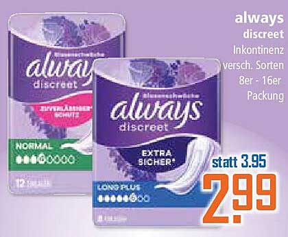 always discreet Inkontinenzprodukte - 8er bis 16er Packung