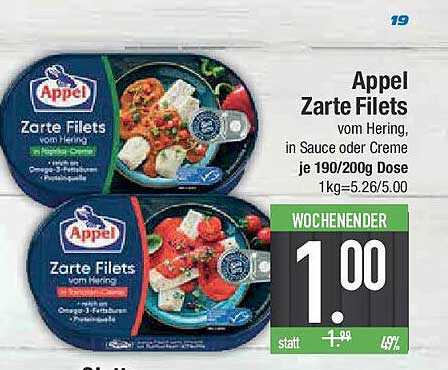 Appel Zarte Filets vom Hering, in Sauce oder Creme