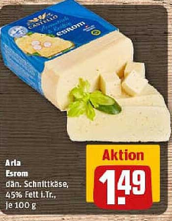 Arla Esrom dän. Schnittkäse, 45% Fett i.Tr., je 100 g