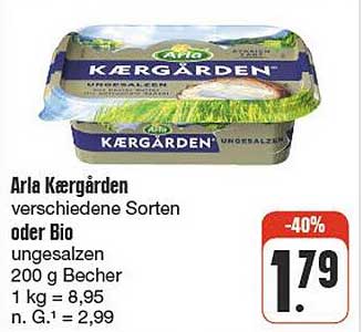 Arla Kærgården verschiedene Sorten oder Bio ungesalzen 200 g Becher
