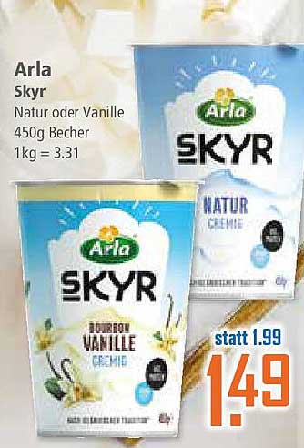Arla Skyr Natur oder Vanille 450g Becher
