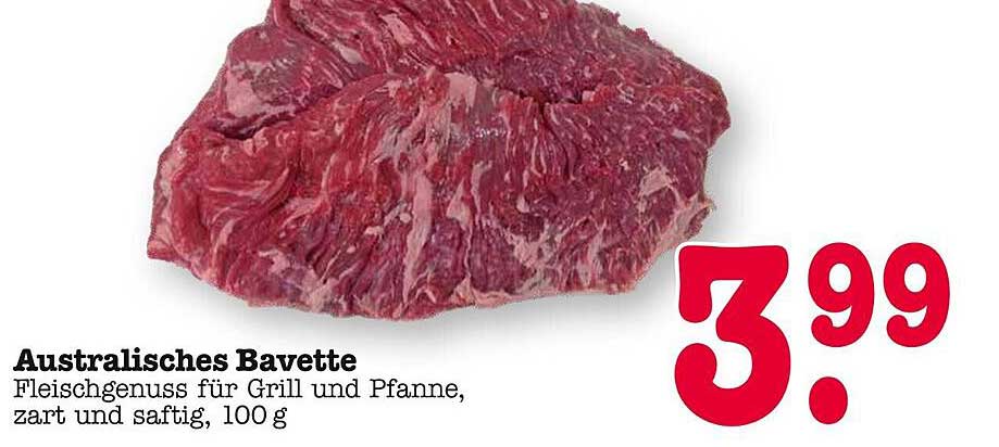 Australisches Bavette – Fleischgenuss für Grill und Pfanne, zart und saftig, 100 g