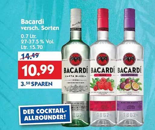 Bacardi verschiedene Sorten 0,7 Ltr.