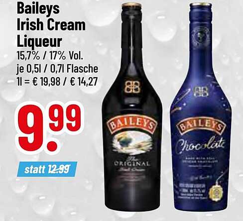 Baileys Irish Cream Liqueur 0,5L für nur 9,99 € statt 12,99 €