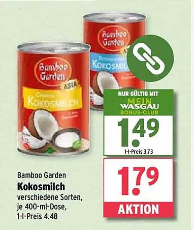Bamboo Garden Kokosmilch verschiedene Sorten, je 400-ml-Dose