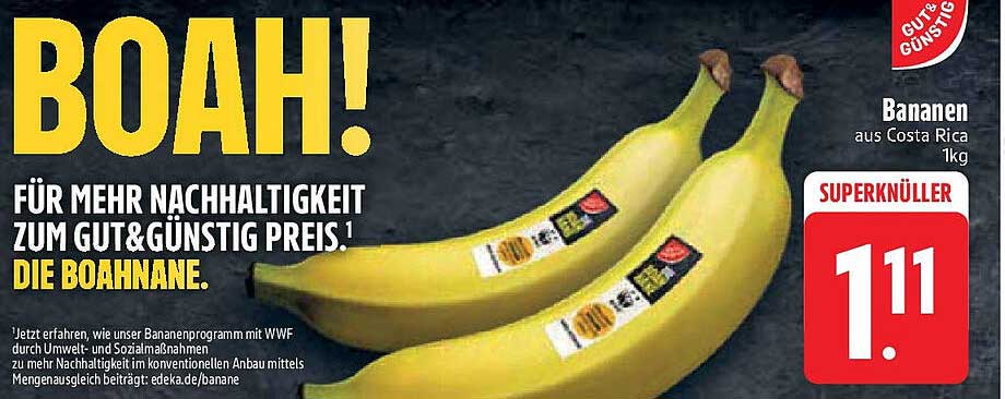 Bananen aus Costa Rica 1kg für nur 1,11 €