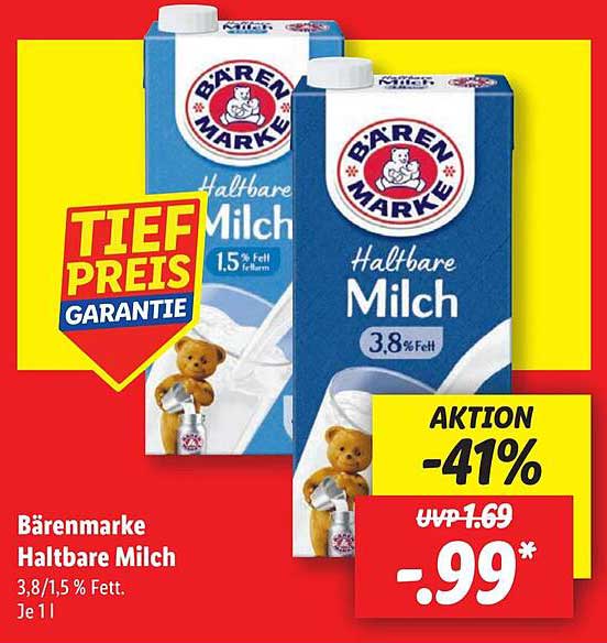 Bärenmarke Haltbare Milch 3,8 % Fett, 1 l