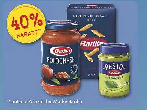 Barilla Bolognese, Pesto und Mini Penne - 40% Rabatt