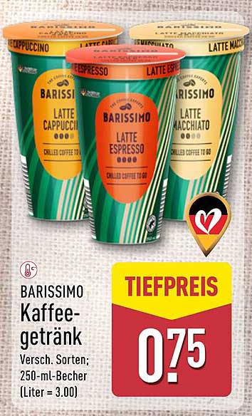 BARISSIMO Kaffeegetränk – verschiedene Sorten; 250-ml-Becher