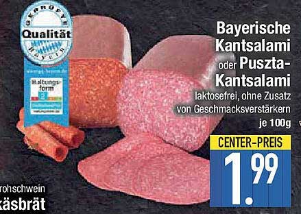 Bayerische Kantensalami oder Puszta-Kantensalami je 100g
