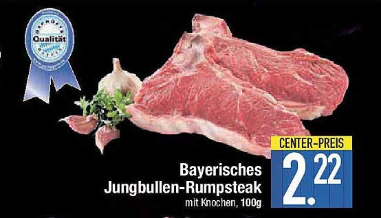 Bayerisches Jungbullens-Rumpsteak mit Knochen, 100g