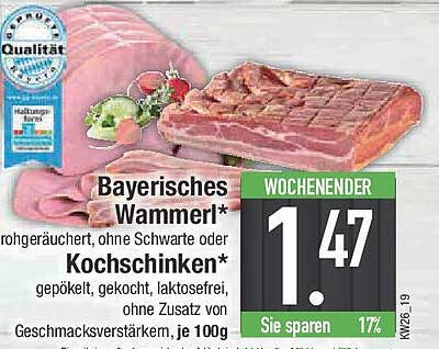 Bayerisches Wammerl - rohgeräuchert, ohne Schwarte oder Kochschinken
