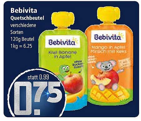 Bebivita Quetschbeutel verschiedene Sorten 120g