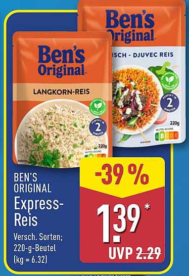 Ben's Original Express-Reis – Verschiedene Sorten; 220-g-Beutel
