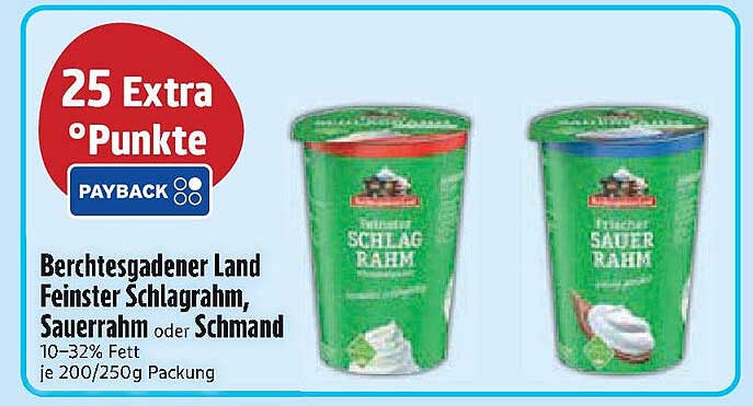 Berchtesgadener Land Feinster Schlagrahm, Sauerrahm oder Schmand je 200/250g Packung