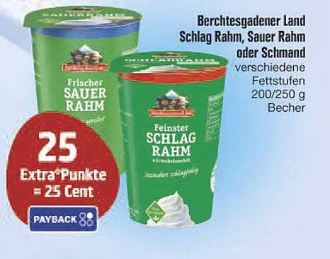 Berchtesgadener Land Schlag Rahm, Sauer Rahm oder Schmand 200/250 g Becher