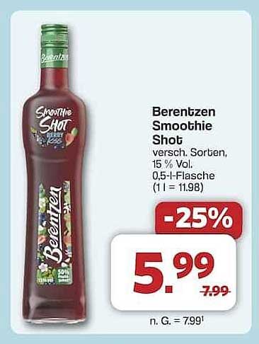 Berentzen Smoothie Shot 0,5 l – Vielfalt in jedem Schluck