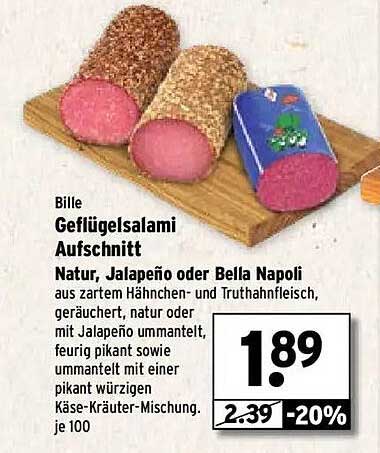 Billie Geflügelsalami Aufschnitt - Natur, Jalapeño oder Bella Napoli