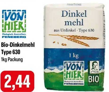 Bio-Dinkelmehl Type 630 1kg Packung
