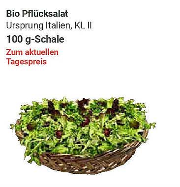 Bio Pflücksalat - Ursprung Italien, KL II - 100 g-Schale