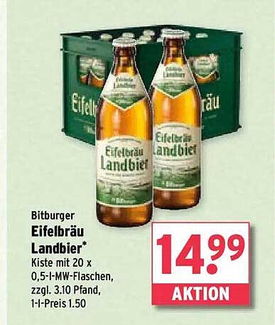 Bitburger Eifelbräu Landbier Kiste mit 20 x 0,5 l-Flaschen