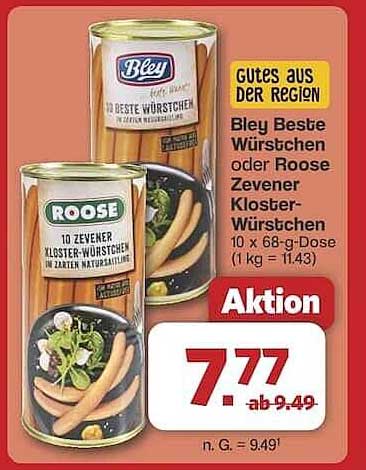 Bley Beste Würstchen oder Roose Zevener Kloster-Würstchen