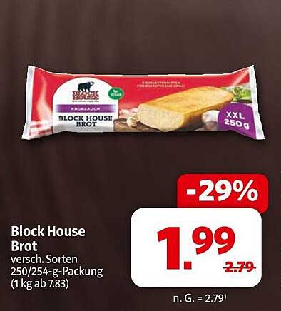 Block House Brot - verschiedene Sorten