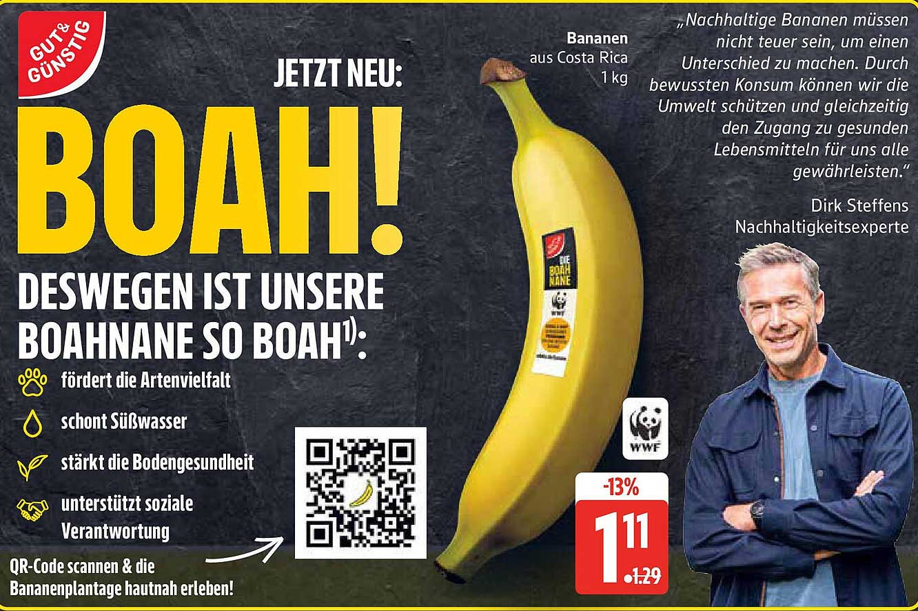BOAH! Nachhaltige Bananen aus Costa Rica, 1 kg
