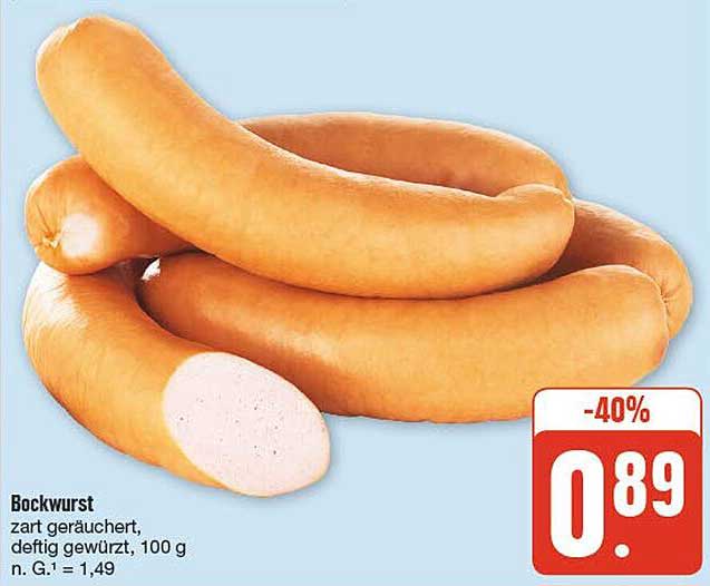 Bockwurst, zart geräuchert, deftig gewürzt, 100 g