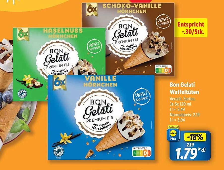Bon Gelati Waffelütchen - 6 x 120 ml