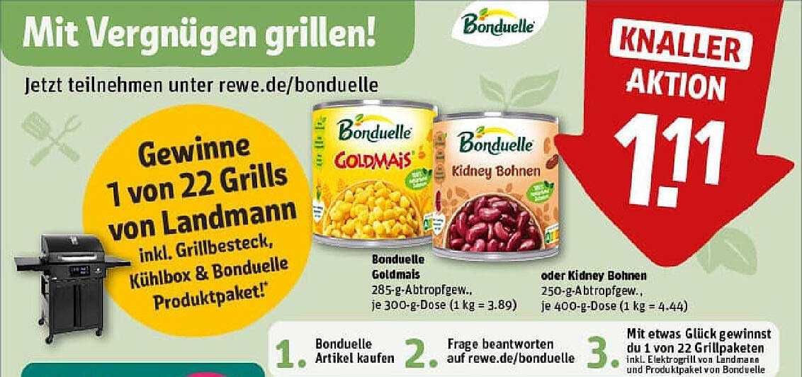 Bonduelle Goldmais oder Kidney Bohnen für nur 1,11 € im REWE-Prospekt
